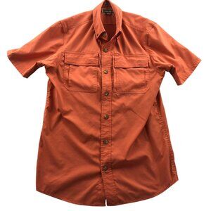 Duluth Trading Co. Mens Fishing Shirt S Orange Short Sleeve Button-Up Outdoors